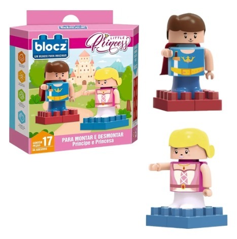 BLOCOS DE MONTAR BLOCKS PRINCIPE E PRINCESA LITTLE PRINCESS 17 PCS